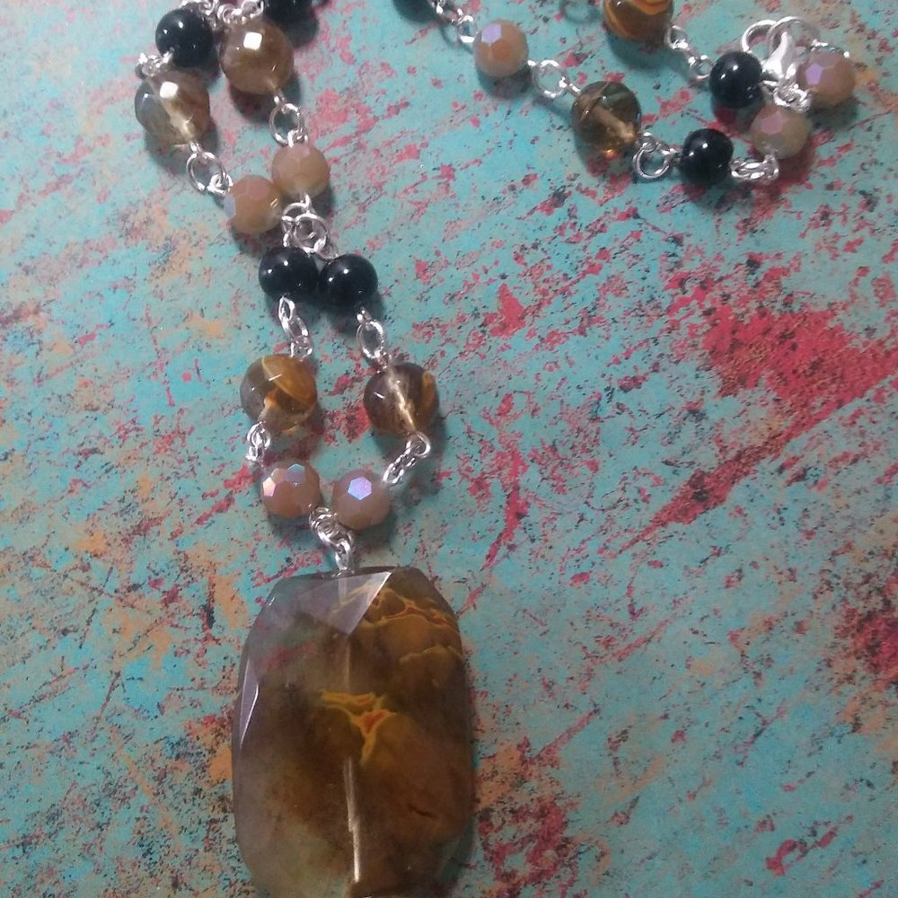 WATERMELON TOURMALINE CRYSTAL NECKLACE - Picture 2 of 6